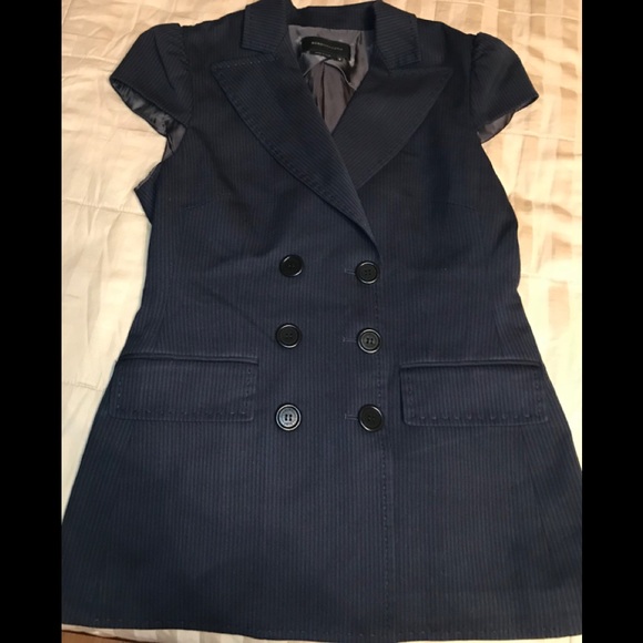 👗SALE BCBG MaxAzria Navy Pinstripe Blazer Small - Picture 3 of 8